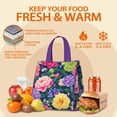 thumbnail image 5 of Pioneer Flower Floral Print Pattern Insulated Lunch Bag for Women & Adults,Large Portable Soft Cooler Lunch Bag,Thermal Food Storage Tote with Pearl Cotton,8.66L,8.75x5.75x9.5 Inch, 5 of 6