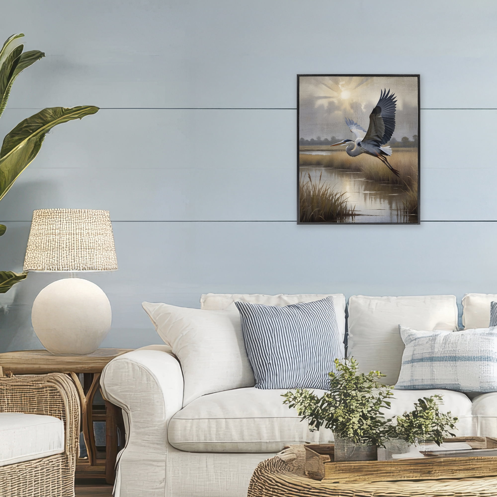 Stupell Industries Heron Flight over Wetlands Black Framed Giclee Art, design by Susan Arnot