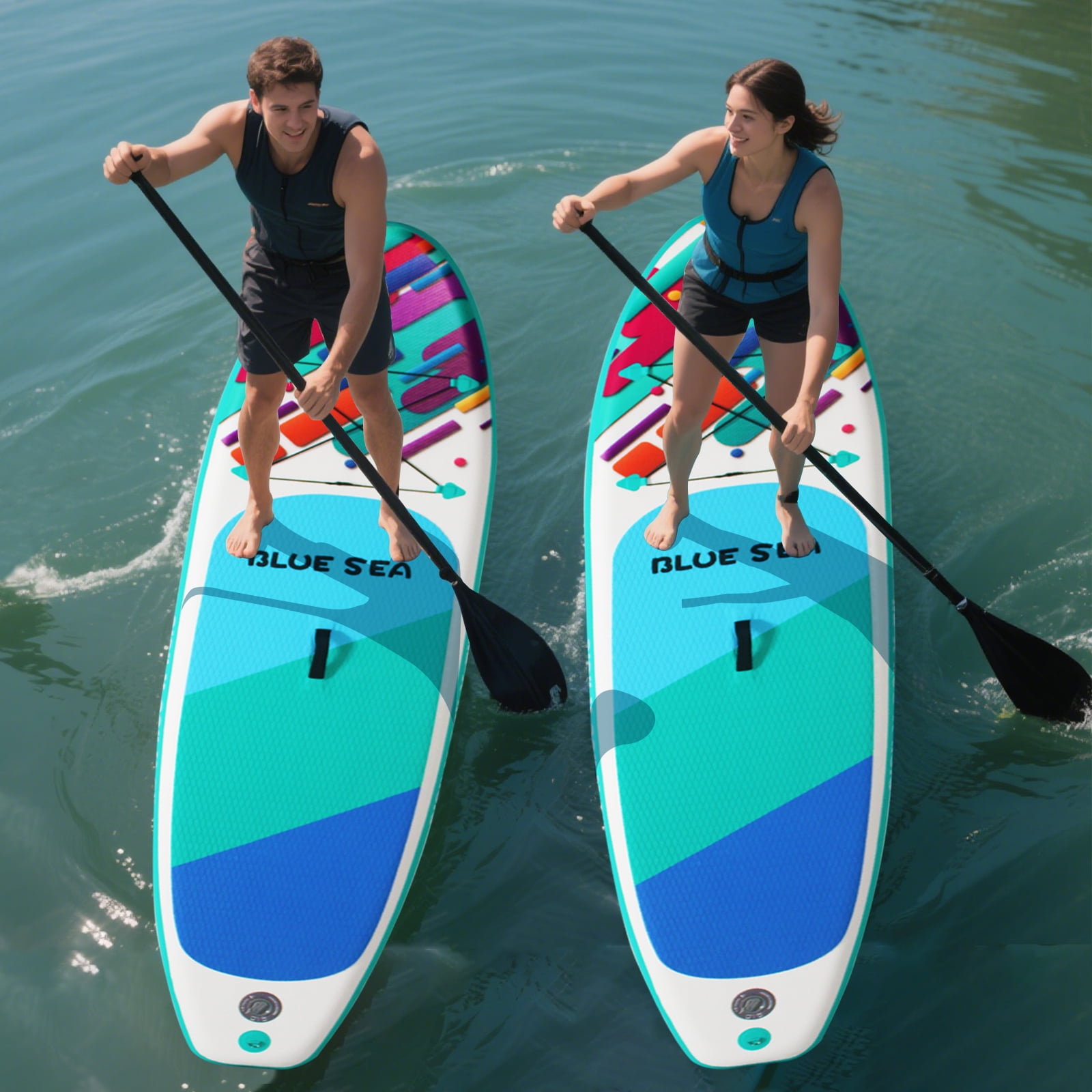 HHSJZWCY Premium PVC Inflatable Stand up Paddle Board for Adults, 9'9'' Lightweight & Portable SUP with Paddle, Pump, Backpack