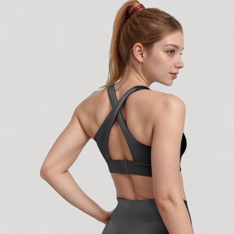 Women's Twist Front Sports Bra with Keyhole Cutout and Wide