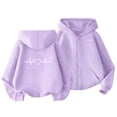 thumbnail image 6 of FAIOROI Girls Purple ECG Heart Graphic Sweatshirt - 100% Polyester Zip-Up Hooded with Kangaroo Pocket, Easy Care Casual Kids Outerwear for 4-12 Years,Size 5-6T, 6 of 8
