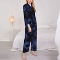 thumbnail image 2 of KLL Blue-Purple Raspberries Print Women's Long Sleeve Pajamas with Pants Sleepwear Loungewear 2 Set-Medium, 2 of 8