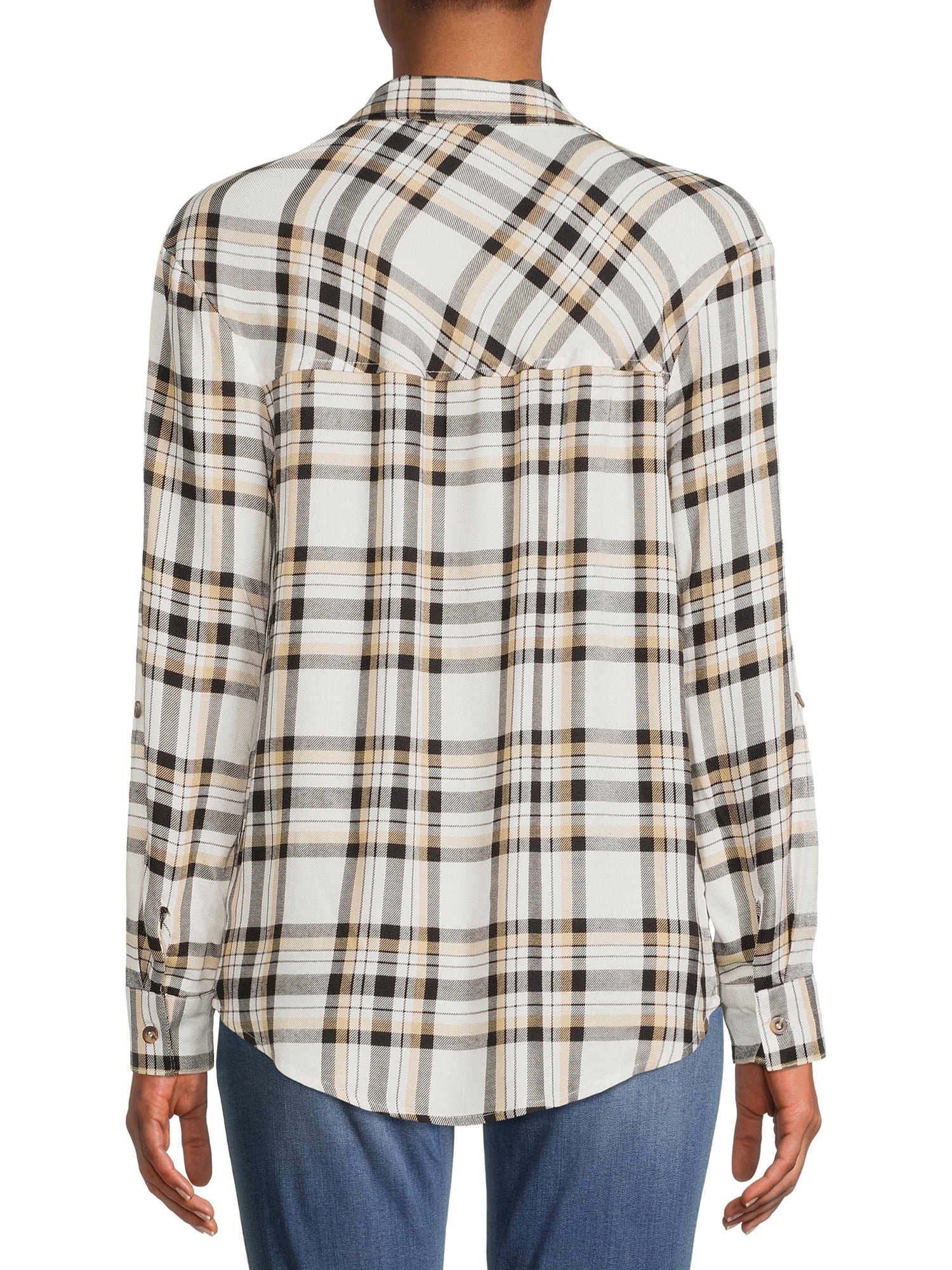 No Boundaries Juniors' Button-Front Plaid Shirt