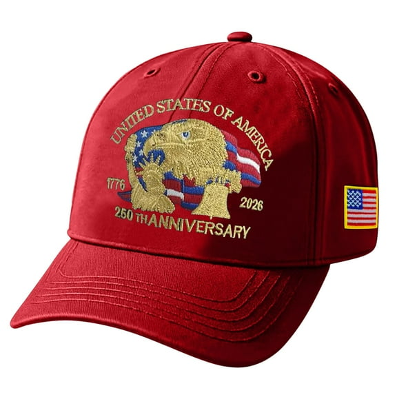 Eagle – United States 250th Anniversary Hat, Adjustable Anniversary Printed Patriotic Baseball Cap for Men Women Multi (1pcs, Red)