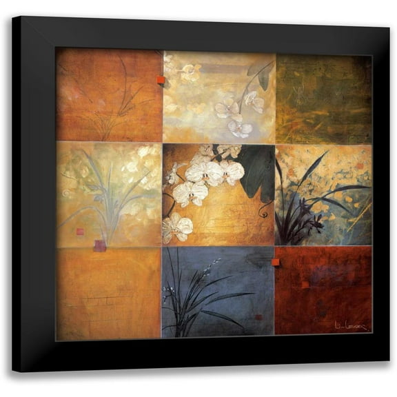 Li-Leger, Don 12x12 Black Modern Framed Museum Art Print Titled - Orchid Nine Patch