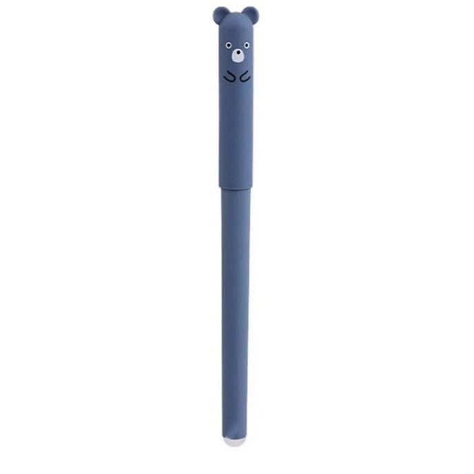 Weloille Bear Shaped Erasable Pen, Crystal Blue 0.5mm Heat Erasable Fine Tip for Easy Correction and Smooth Writing, Cute and Durable