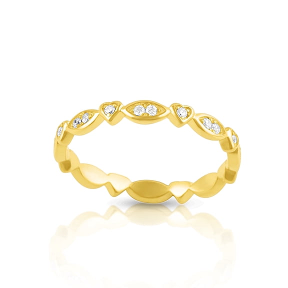 SilverCloseOut Gold Plated Sterling Silver Heart Eternity Ring