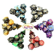 6 X 7 Polyhedral Dice Set (42 Pieces) for Dungeons and Dragons DND RPG MTG Table Games D4 D6 D8 D10 D12 D20 with 6 Pack Black Bags