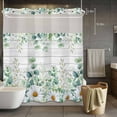 thumbnail image 3 of Eucalyptus Leaves Daisy No Hook Shower Curtain with Snap in Liner Summer Farmhouses Wood Grain Waterproof Bathroom Shower Curtain with See Through Top Window for Bathtub 72" x 78", 3 of 9