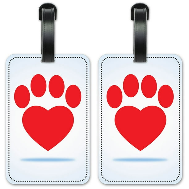 Download Art Plates Red Dog Paw Heart Luggage Id Tags Suitcase Identification Cards Set Of 2 Walmart Com Walmart Com