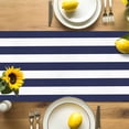 thumbnail image 4 of Burlap Table Runner 90 Inches Long,Navy Blue and White Stripe Non-Slip Kitchen Table Runners for Dining Room Everyday Use Party Table Decorations Modern Stripes Pattern, 4 of 9