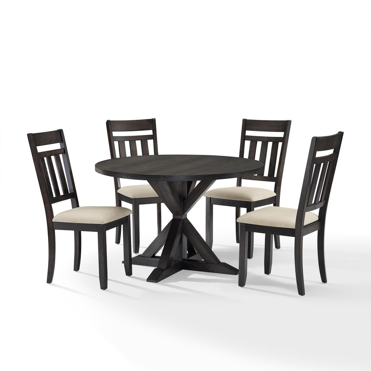 Round Dining Set 5pc - Farmhouse Table & Chairs - Rustic Decor - Modern Dining Room Furniture