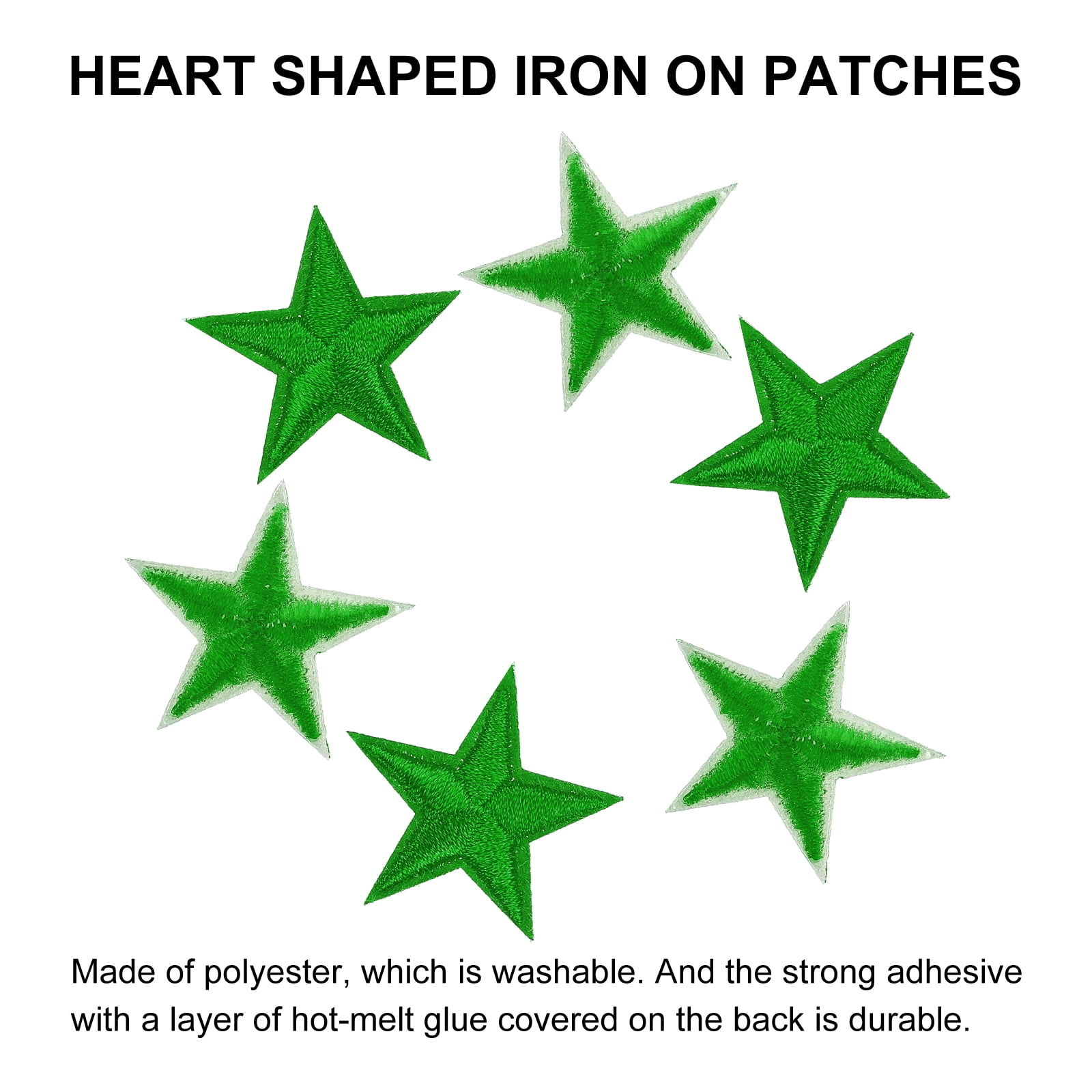 Small 5Star Iron on Patches Embroidered Sew Patch Appliques Green 50pcs
