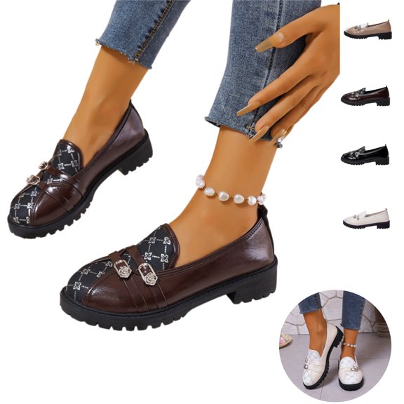 YOUYEDIAN Womens Loafers Summer Platform Walking Shoes Comfortable Casual Slip on Buckle Shoes