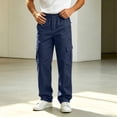 thumbnail image 6 of Cmfcve Mens Cargo Pants Button Zipper Fly Straight Leg Pants Casual Outdoor Hiking Work Trousers, 6 of 8