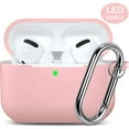 thumbnail image 1 of Airpods Pro Case - Shockproof Silicone Airpods Pro Case Protective Cover [Front-Led Visible] With Carabiner Compatible With Apple Airpods Pro 2019, Pink, 1 of 7