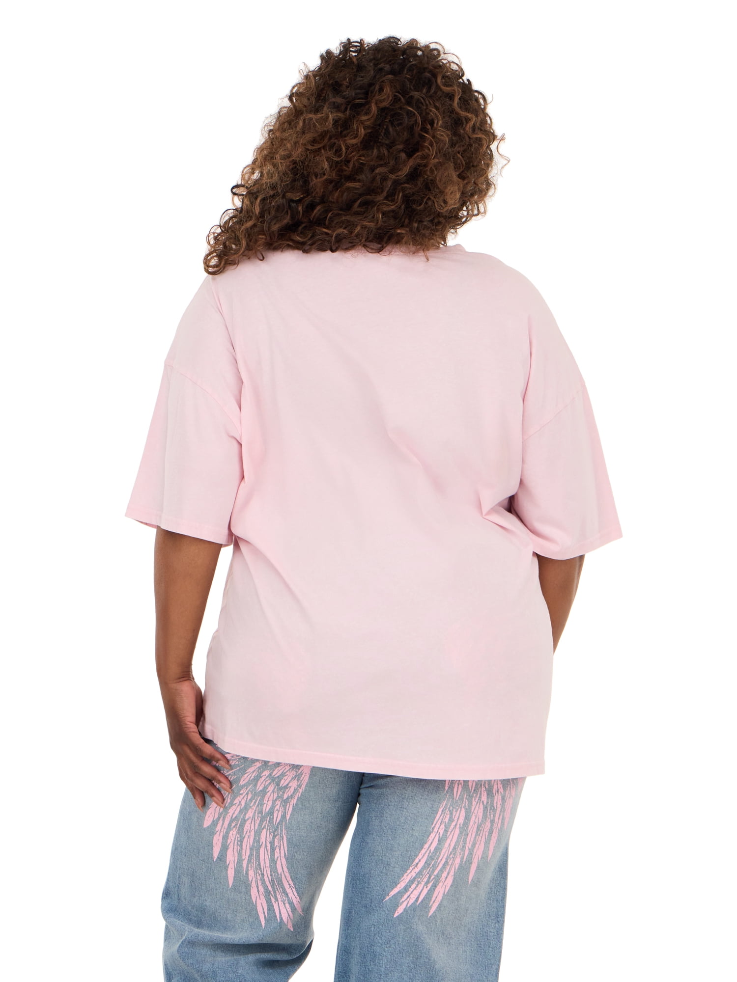 Forever 21 Women's Oversized Graphic Tee, Relaxed Fit Short Sleeve T-Shirt, Casual Streetwear Everyday Style Top, Pink, XXS-4X