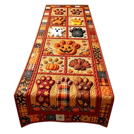 Halloween Table Runner Ghost Printed Tablecloth for Dining Room Kitchen Party Decor Festive Seasonal Table Cover for Holiday Gatherings and Home Decoration 1Pack B