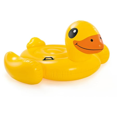 Intex Inflatable Yellow Duck Ride-On Pool Float, 58u0022 x 58u0022 x 32u0022