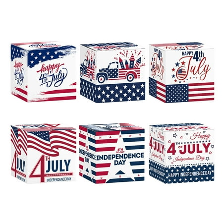 6 Pcs Patriotic Treat Boxes with Handles – American Flag Themed Goodie Bags for 4th of July Memorial Day & Veterans Day – Party Candy Favor Boxes for Independence Day Celebrations