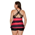 thumbnail image 1 of POGLIP Tankini Grande Taille pour Femmes à Bretelles Roses, Dos Ajouré, 1 of 5