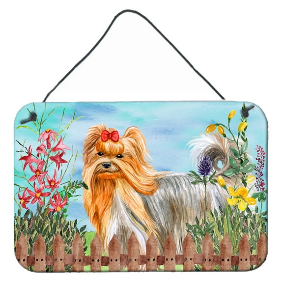 Carolines Treasures CK1247DS812 Yorkshire Terrier Spring Wall or Door Hanging Prints  8x12 multicolor