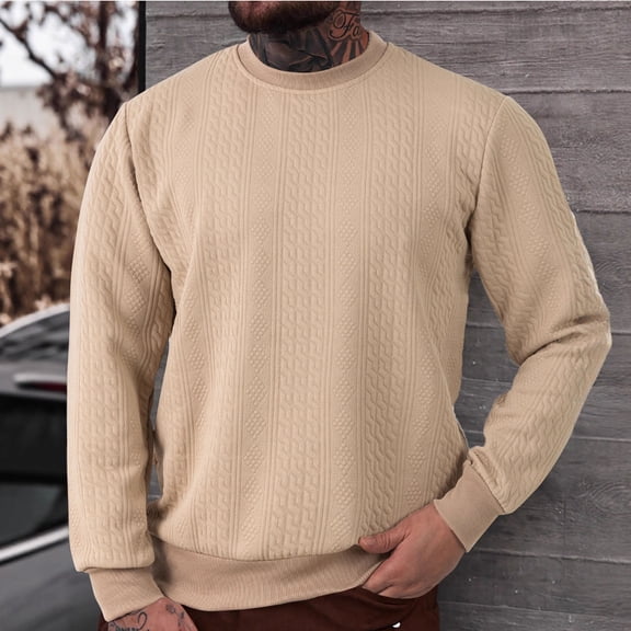 Mens Regular-Fit Long-Sleeve T-Shirt Khaki L
