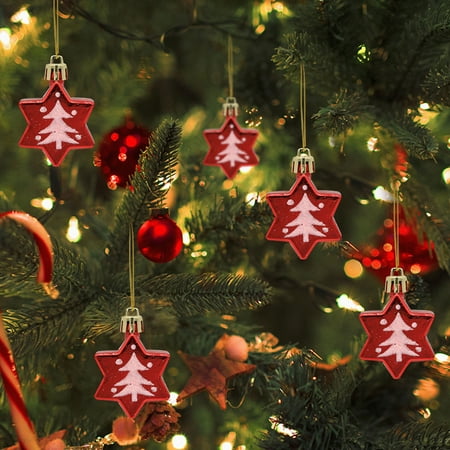 

Pgeraug Decorative pendant Christmas Ball Painted Six Pointed Star Shaped Ball Christmas Pendant Christmas Decoration Props Christmas Holiday Decoration A Box Of 5 Pieces Hangs Red