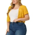 thumbnail image 4 of MODA NOVA Juniors Plus Size Lace Hollow Out Cropped Bolero Shrug Cardigan, 4 of 5