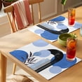 thumbnail image 4 of Boho Middle Century Placemats Set of 12 Abstract Blue Geometric Botanical Place Mats Indoor Wipeable Table Mats Washable Cloth Dining Table Placemats for Kitchen Holiday Party Home Decor 13x19 Inch, 4 of 9