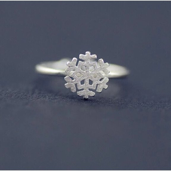 New Fashion Snowflake Rings For Women Simple Snow Open Ring Silver Jewelry