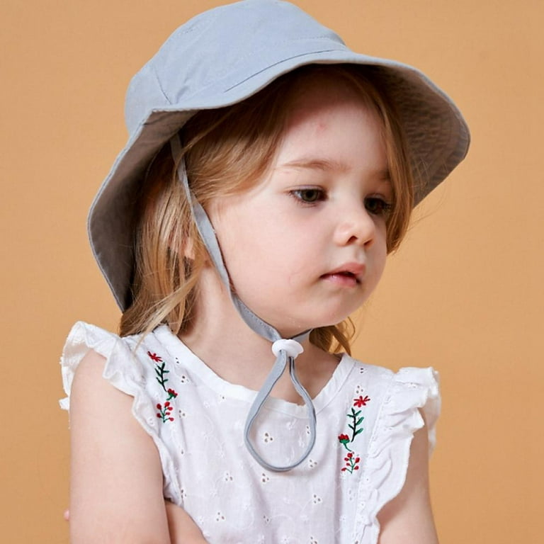Baby Bucket Fishing Sun Hat，Kids UPF 50+ Wide Brim Sun Protec (Light  Grey,6M-2T)