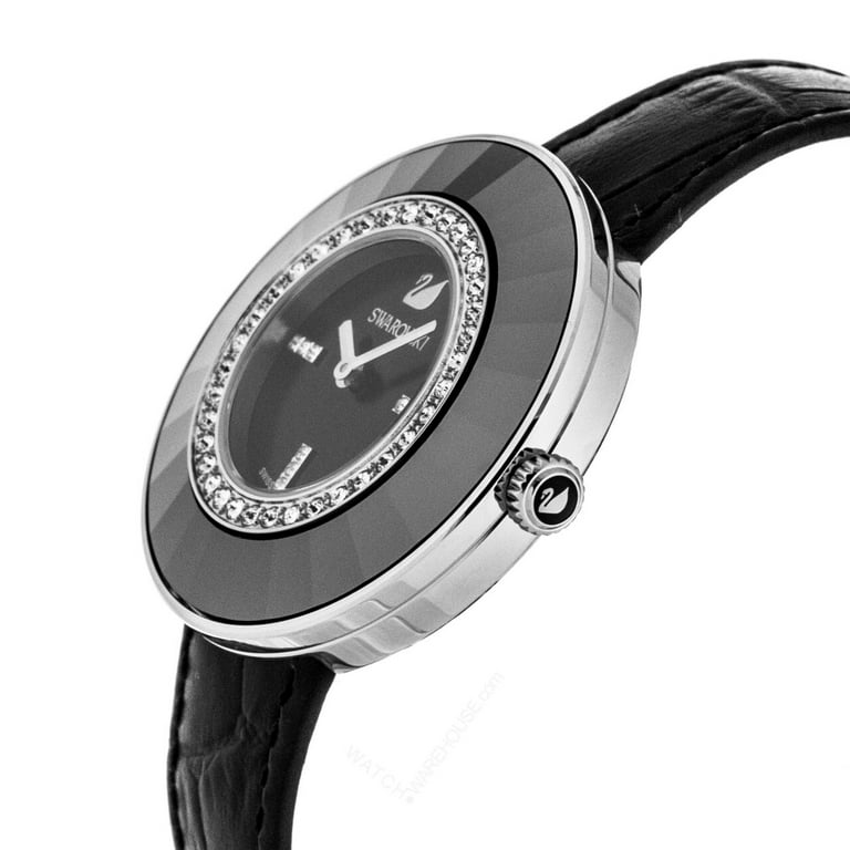 Swarovski Women s Octea Dressy 36mm Black Leather Band Steel Case Quartz Analog Watch 5182252