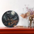 thumbnail image 2 of Halloween Horror Haunted House Round Wall Clock Silent Battery Operated Home Decor for Living Room Bedroom, 2 of 7