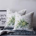 thumbnail image 2 of 14x14 Pillow Covers Set of 2, Eucalyptus Leaf Throw Pillow Covers Decorative Couch Cushion Case, Green Plants Farmhouse Grey Plaid Country Microfiber Square Pillowcases for Bedroom Car Living Room, 2 of 7