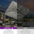 thumbnail image 4 of PURPLE LEAF 10 Feet Patio Umbrella with Base Outdoor Cantilever Solar Powered LED Swivel Square Umbrella Aluminum Offset Umbrella with 360-degree Rotation for Garden Deck Pool Patio, White, 4 of 9