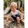 thumbnail image 5 of BemeyourBBs 2Pcs Infant Baby Boy 2 Piece Outfit Summer Clothes Crew Neck Short Sleeve Patchwork Rib Knit Romper and Elastic Waist Shorts Set, 5 of 9