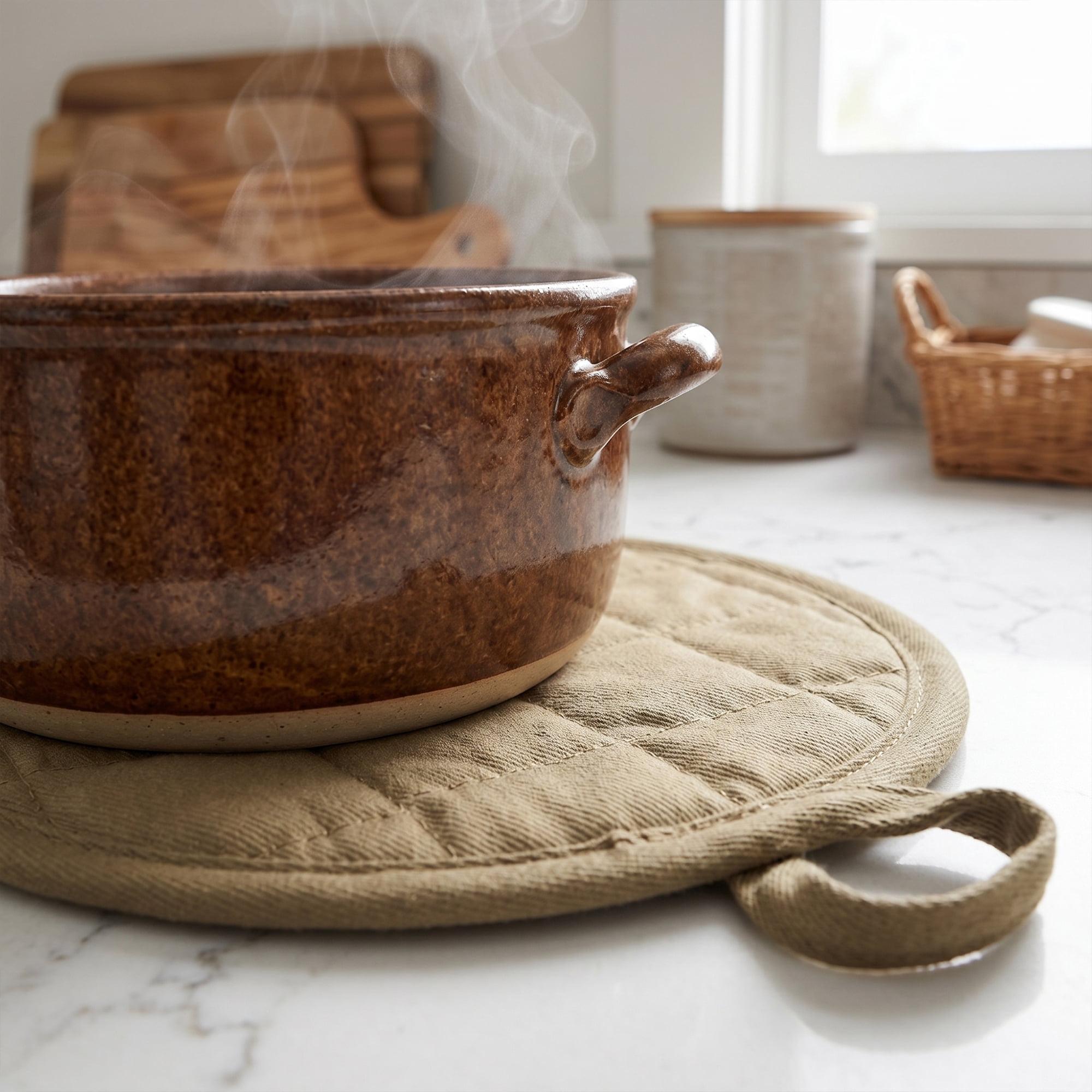 Unique Bargains 2 Pcs Pot Holders Heat Resistant Trivets Non Slip Hot Pads for Kitchen Khaki 7.1"x7.1"
