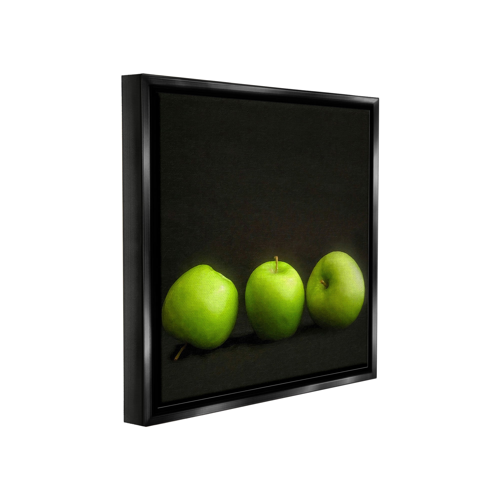 Stupell Industries Apple Trio Still Life Food & Beverage Painting Black Floater Framed Canvas Art Print Wall Art, 25 x 25