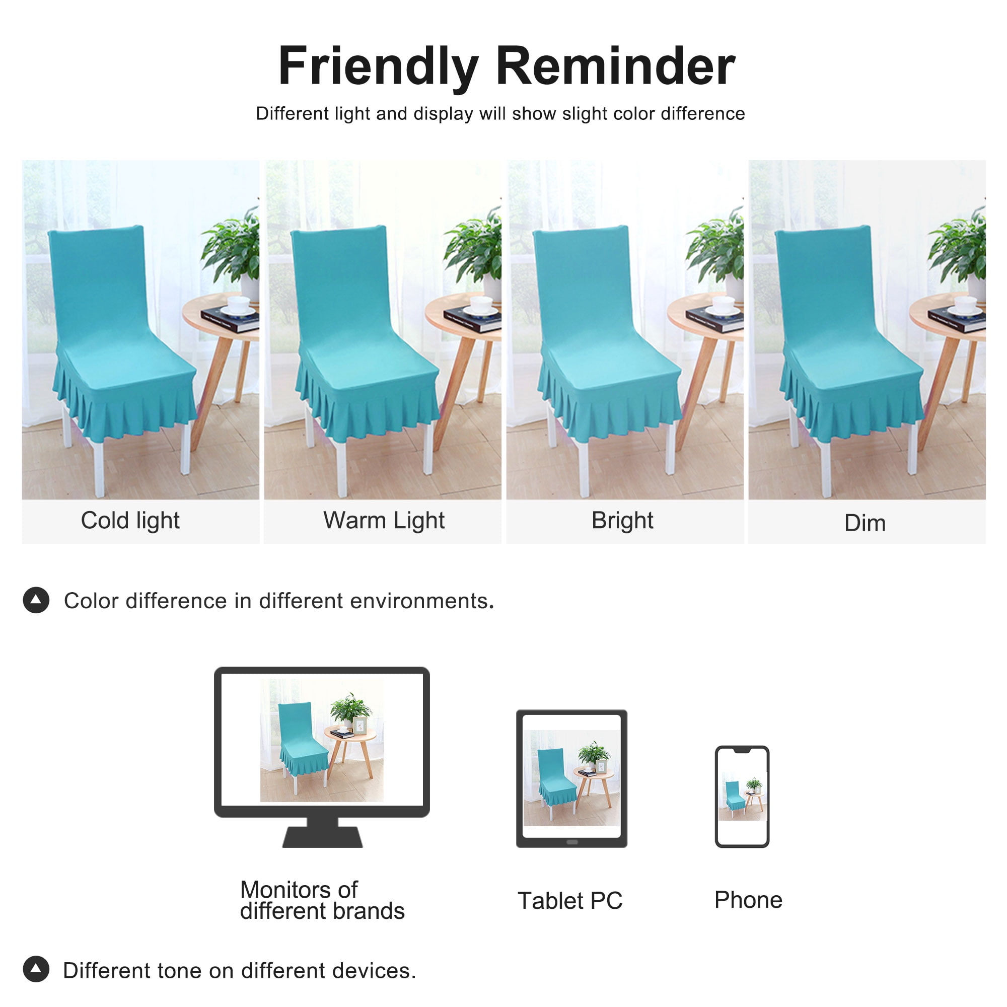 Unique Bargains Ruffled Skirt Dining Chair Cover Ruffled Seat Slipcovers Teal M