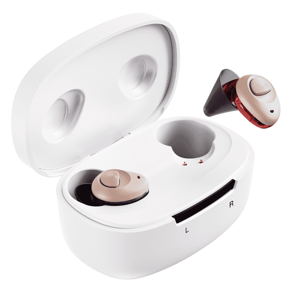 Ceretone Torch In-The-Canal Ear Hearing Aids Rechargeable, Volume Control & Preset Programs, Beige