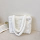 thumbnail image 2 of Bolso Bolso de mano de felpa suave para mujer Otoño Invierno hombro mullido bolso con asa superior (blanco), 2 of 8