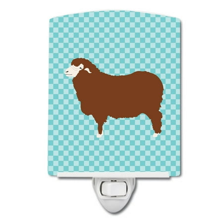 

Caroline s Treasures BB8155CNL Merino Sheep Blue Check Ceramic Night Light 6x4x3 multicolor