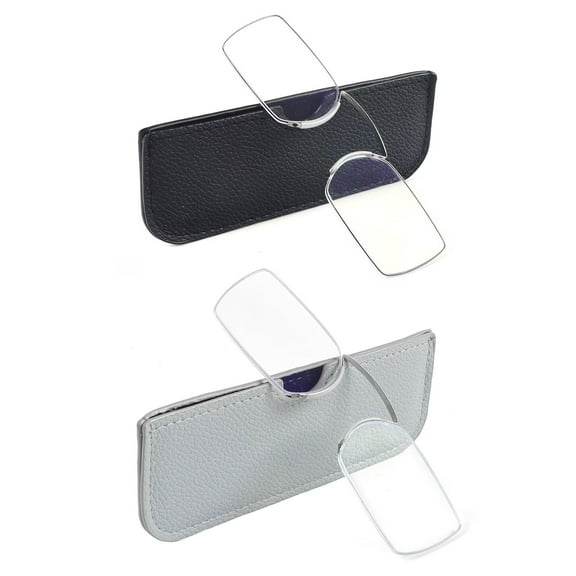 REAVEE 2 Pack Armless Reading Glasses for Men Women, Blue Light Blocking Readers Ultra Thin with Portable Case Black Gray 1.5