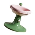 thumbnail image 1 of Comedero elevado para gatos, comedero para gatos con dibujos animados, protector para el cuello, cuenco de agua ajustable rosa y verde, 1 of 9