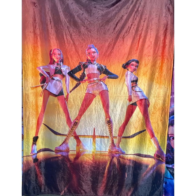 Exclusiva! Cobija Frazada Ultra Suave K-Pop Demon Hunters Guerreras Huntrix Escenario Gold
