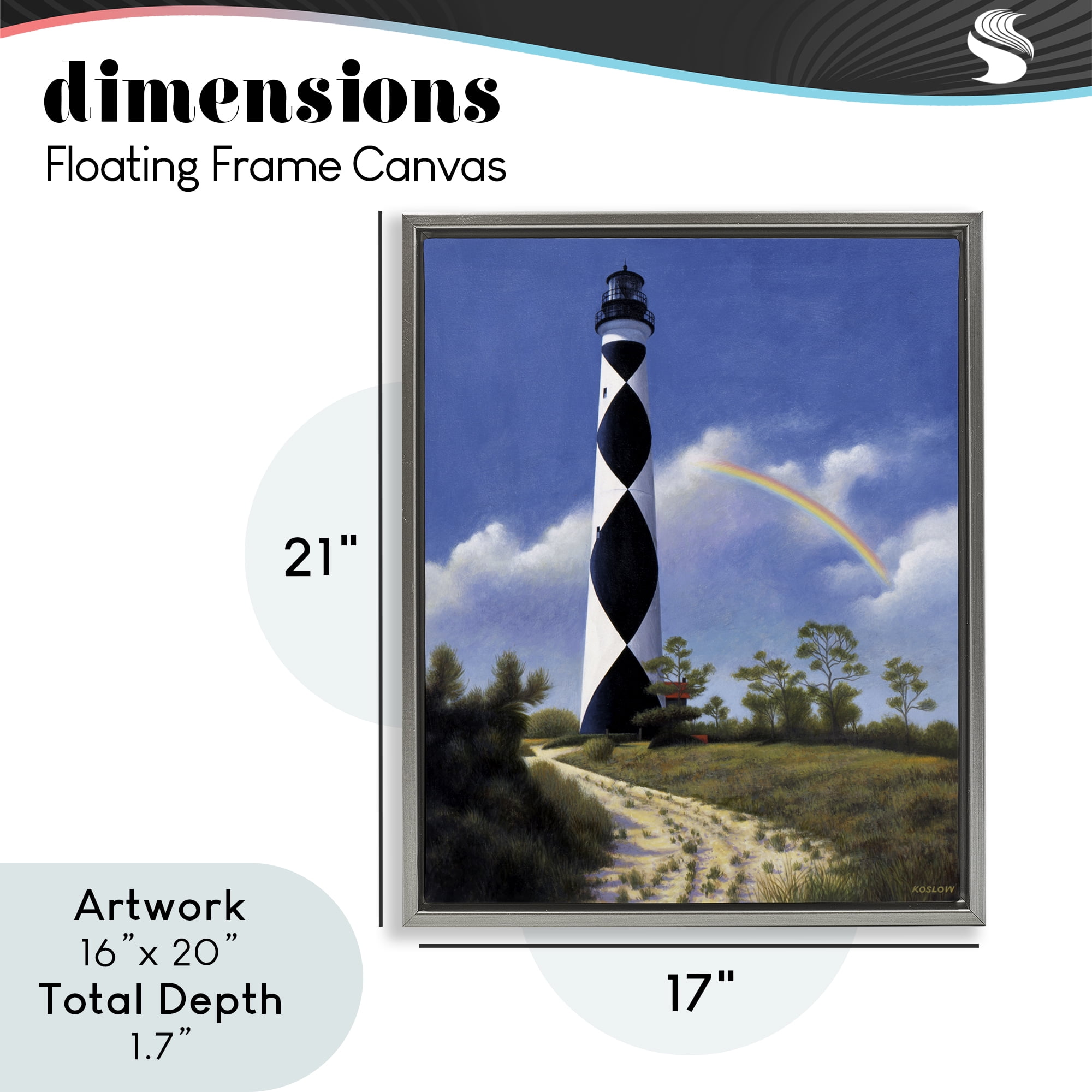 North Carolina Cape Lookout Gray Framed Floater Canvas Wall Art, design by Wind River Studios