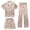 2-Coffee, variant on Gaexia Girls 3 Pieces Pajamas Sets Silk Satin Ruffle Sleepwear Short Sleeve Button-Down Pjs Nightwear Loungewear