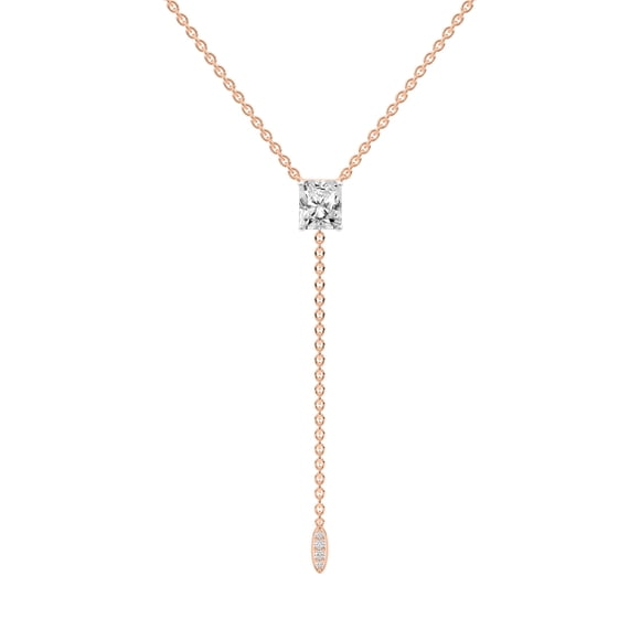 Diamond Pendant Necklace For Women | 2 Carat IGI Certified Radiant Shape Lab Grown Diamond | Vanna Lariat Lab Diamond Pendant Necklace In 18K Rose Gold | FG-VS1-VS2 Quality | Friendly Diamonds
