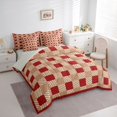 thumbnail image 3 of Homewish Square Buffalo Plaid Bedding Comforter Set 7pcs, Wheat Red Stripes Abstract King Bedding Sets, Chic Vintage Fashion Reversible Bed Sheets, Luxury Bedroom Decor, 3 of 7